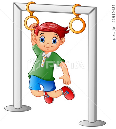 Boy hanging on the bar Boy hanging on the bar 41919485
