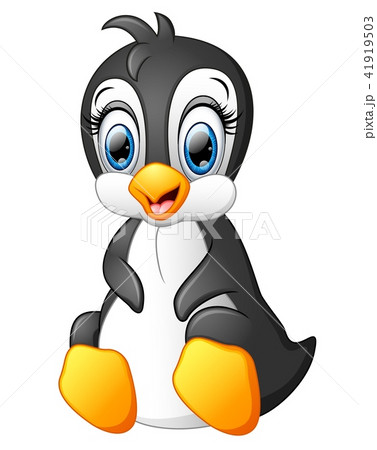 Cartoon funny penguin sitting 41919503