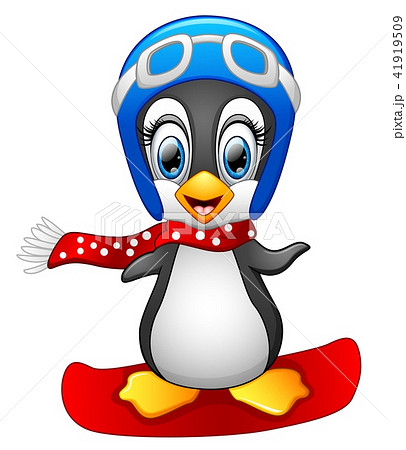 Cute Penguin Snowboarding 41919509