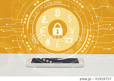 Cryptocurrency with smartphone 41919757