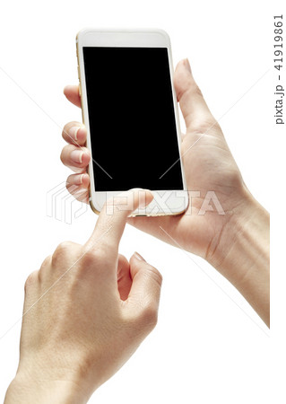 Isolate mobile phone in hand on white background, concept Isolate mobile phone in hand on white background, concept 41919861
