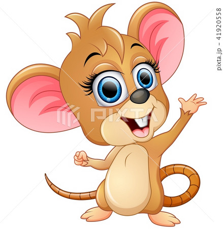 Cute mice cartoon waving 41920558