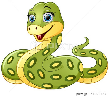 Cute Green Snake Cartoonのイラスト素材