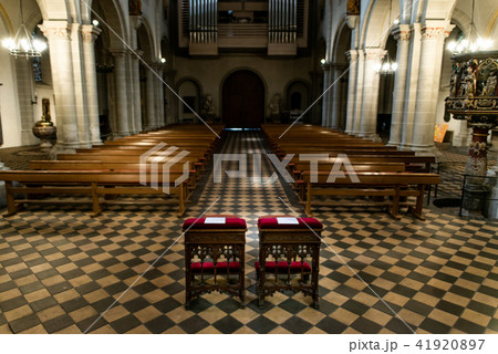 Wedding arrangement chairs inside The Basilica of St. Castor oldest church in Koblenz German state 41920897