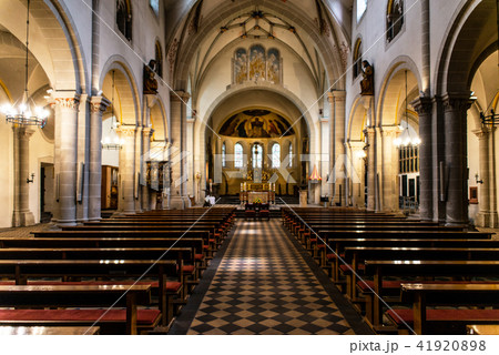 Wedding arrangement chairs inside The Basilica of St. Castor oldest church in Koblenz German state 41920898