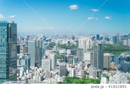 東京風景・青空と緑・皇居方面を望む 41922891