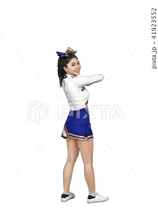 Happy asian cheerleader in action 41923552