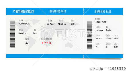 Airplane boarding pass design.  41923559