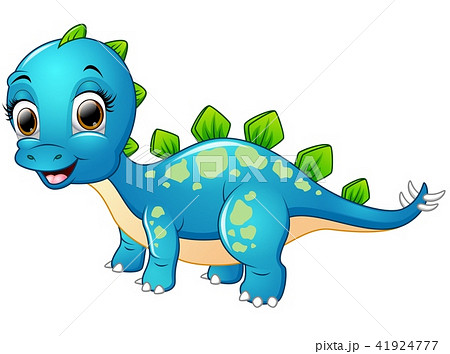 Happy blue dinosaur cartoon - Stock Illustration [41924777] - PIXTA