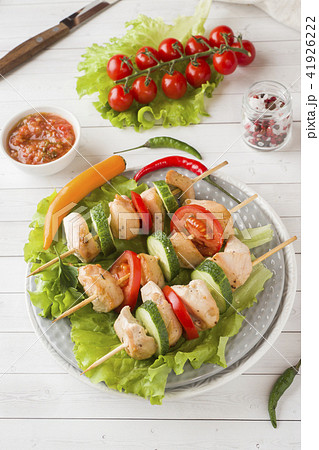 Traditional Turkey chicken kebab meat with tomat Traditional Turkey chicken kebab meat with tomat 41926222
