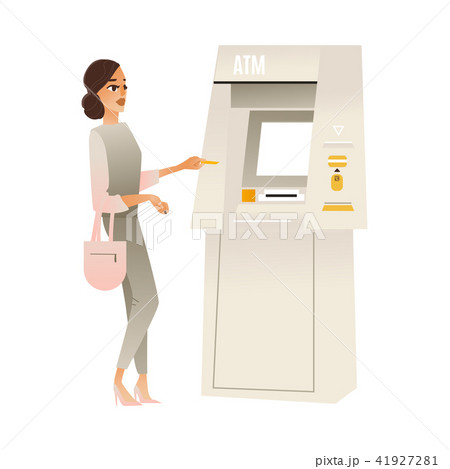 Vector woman at atm bank terminal Vector woman at atm bank terminal 41927281