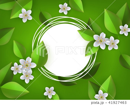Vector green leaves frame background template 41927463