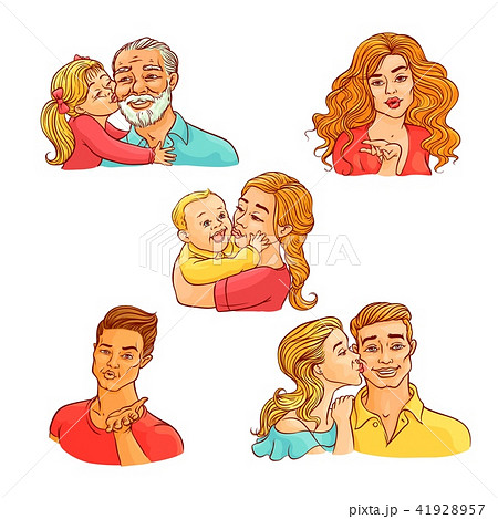 Vector sketch happy family hugs, kisses set Vector sketch happy family hugs, kisses set 41928957