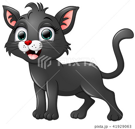 Black cat cartoon isolated on white background 41929063