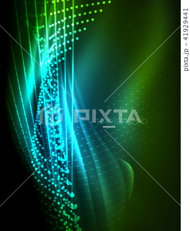 Smooth light effect, straight lines on glowing shiny neon dark background. Energy technology idea Smooth light effect, straight lines on glowing shiny neon dark background. Energy technology idea 41929441