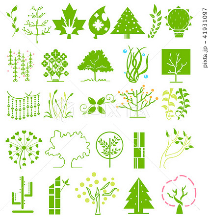 植物 木 グリーン ナチュラル アイコン セットのイラスト素材 41931097 Pixta