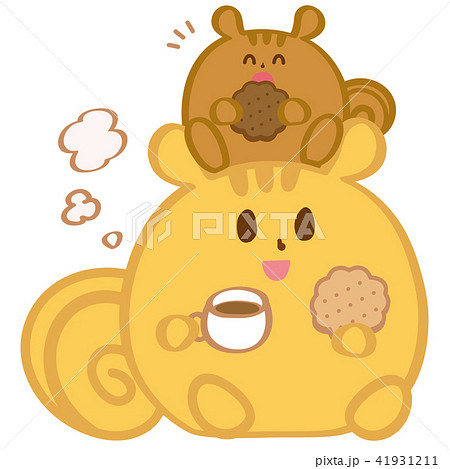 リスの親子　おやつの時間 41931211