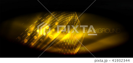 Neon glowing wave, magic energy and light motion background. Wallpaper template, hi-tech future 41932344