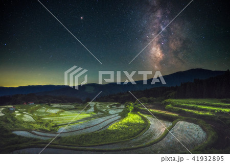 兵庫　ハチ北高原　星空と棚田 41932895