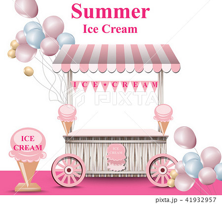 Ice Cream Stand With Balloons Vector Summerのイラスト素材