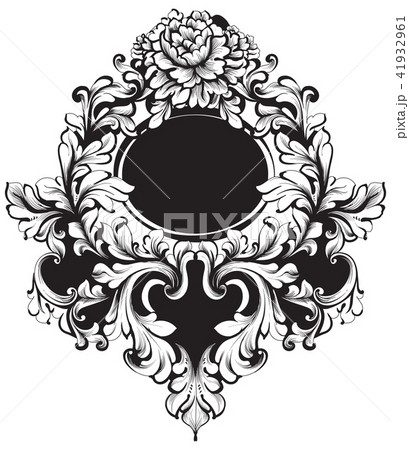 Baroque Round Frame Vector. Classic rich ornament Baroque Round Frame Vector. Classic rich ornament 41932961
