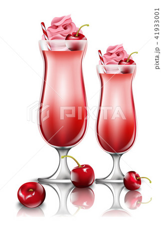 Cherry cocktail drinks Vector. Fresh smoothie Cherry cocktail drinks Vector. Fresh smoothie 41933001