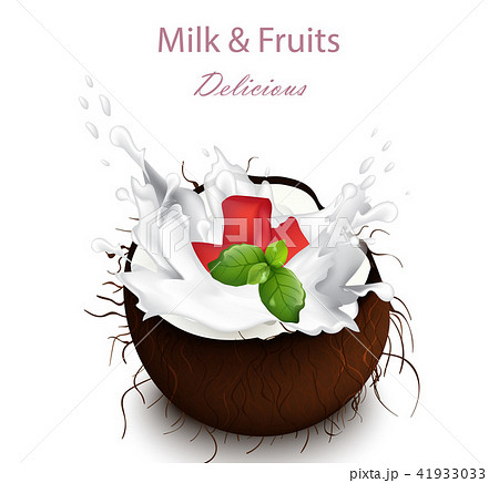 Coconut milk splash Vector Delicious natural drink Coconut milk splash Vector Delicious natural drink 41933033