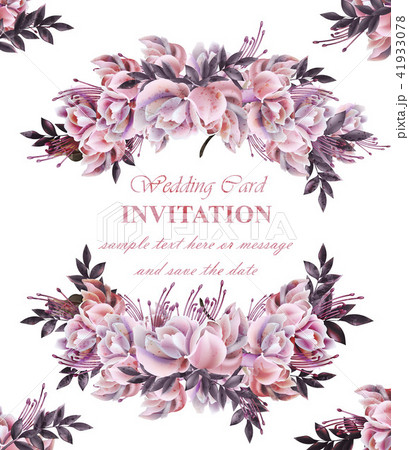 Vintage Wedding card with roses wreath Vector 41933078