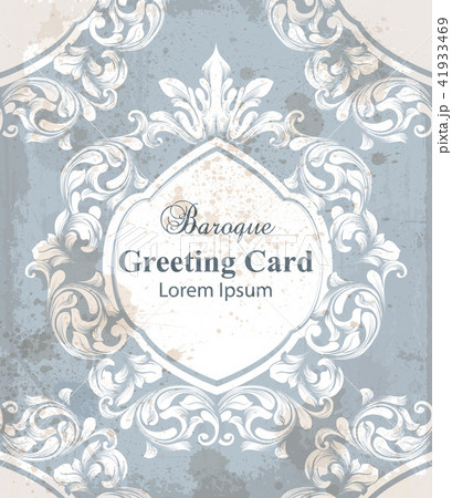 Vintage greeting card with baroque ornamented Vintage greeting card with baroque ornamented 41933469