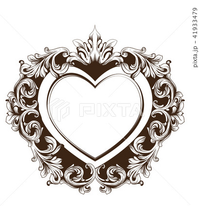 Vintage baroque frame heart shape card Vectorのイラスト素材 ...