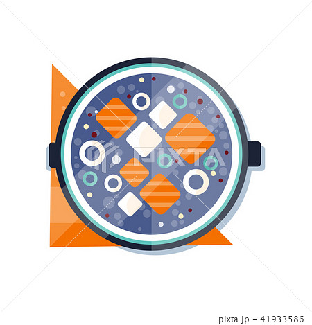 Bowl of soup with salmon and cheese, traditional dish of Japanese cuisine vector Illustration on a Bowl of soup with salmon and cheese, traditional dish of Japanese cuisine vector Illustration on a 41933586