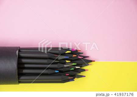 selective focus group of black colourful pencil selective focus group of black colourful pencil 41937176
