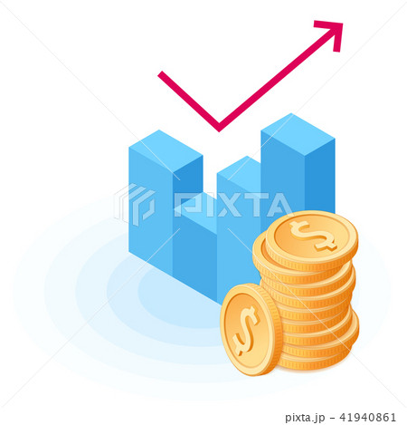 The pile of coins at the growth graph The pile of coins at the growth graph 41940861