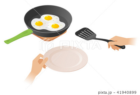 The frying pan with scrambled eggs The frying pan with scrambled eggs 41940899
