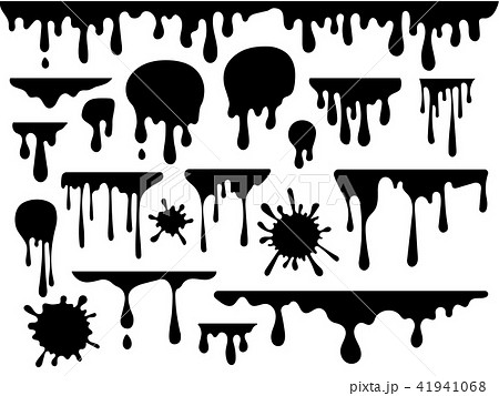 Ink Blots And Drips Vector Set Isolated On Whiteのイラスト素材