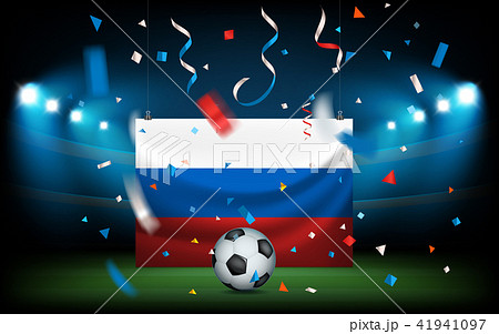Football stadium with the ball and Russian flag 41941097