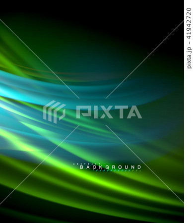 Neon glowing wave, magic energy and light motion background. Vector wallpaper template 41942720