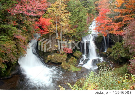深まる秋、色鮮やかな紅葉に染まる奥日光中善寺湖畔の龍頭の滝 深まる秋、色鮮やかな紅葉に染まる奥日光中善寺湖畔の龍頭の滝 41946003