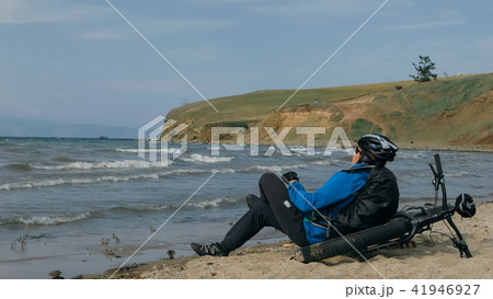 Fat bike also called fatbike or fat-tire bike in summer driving on the beach. 41946927