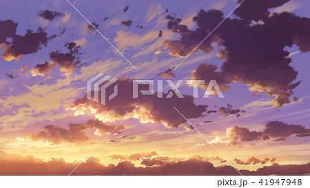 夕日と雲のイラスト素材 41947948 Pixta