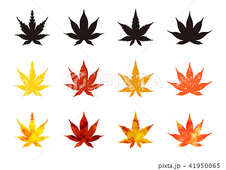 紅葉アイコン はんこ 水彩のイラスト素材