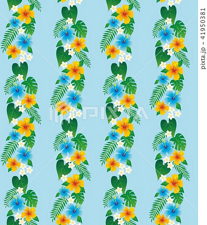 ハワイの植物の壁紙 シームレスパターン のイラスト素材