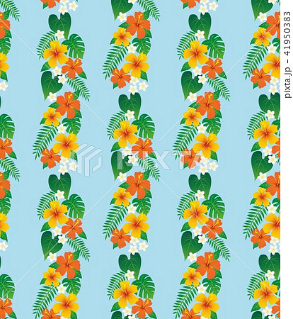 ハワイの植物の壁紙 シームレスパターン のイラスト素材 41950383