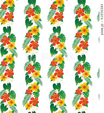 ハワイの植物の壁紙 シームレスパターン のイラスト素材 41950384