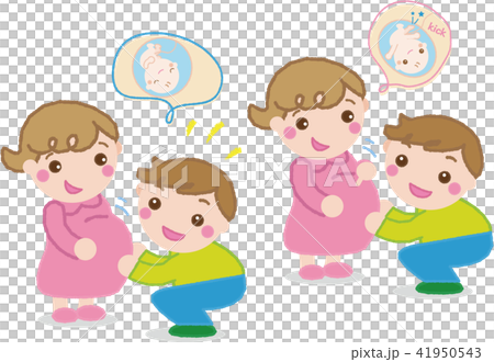 妊婦のママ　と　お腹を触るパパ2 41950543