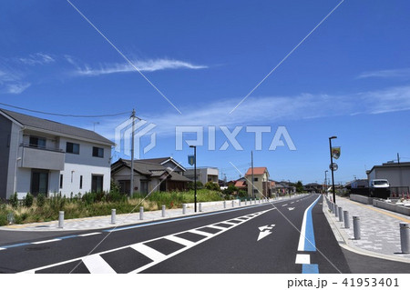 茨城県 大洗駅前のきらめき通り 茨城県道108号 の写真素材