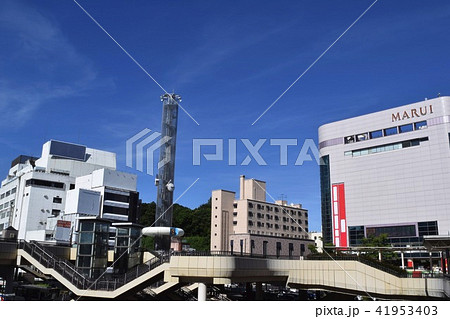 丸井閉店前の水戸駅北口の街並みの写真素材