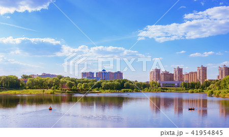 Residential District By The Lake On A Summer Day 41954845