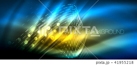 Neon glowing wave, magic energy and light motion background. Wallpaper template, hi-tech future Neon glowing wave, magic energy and light motion background. Wallpaper template, hi-tech future 41955218