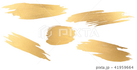 Collection of gold watercolor texture brush stroke 41959664